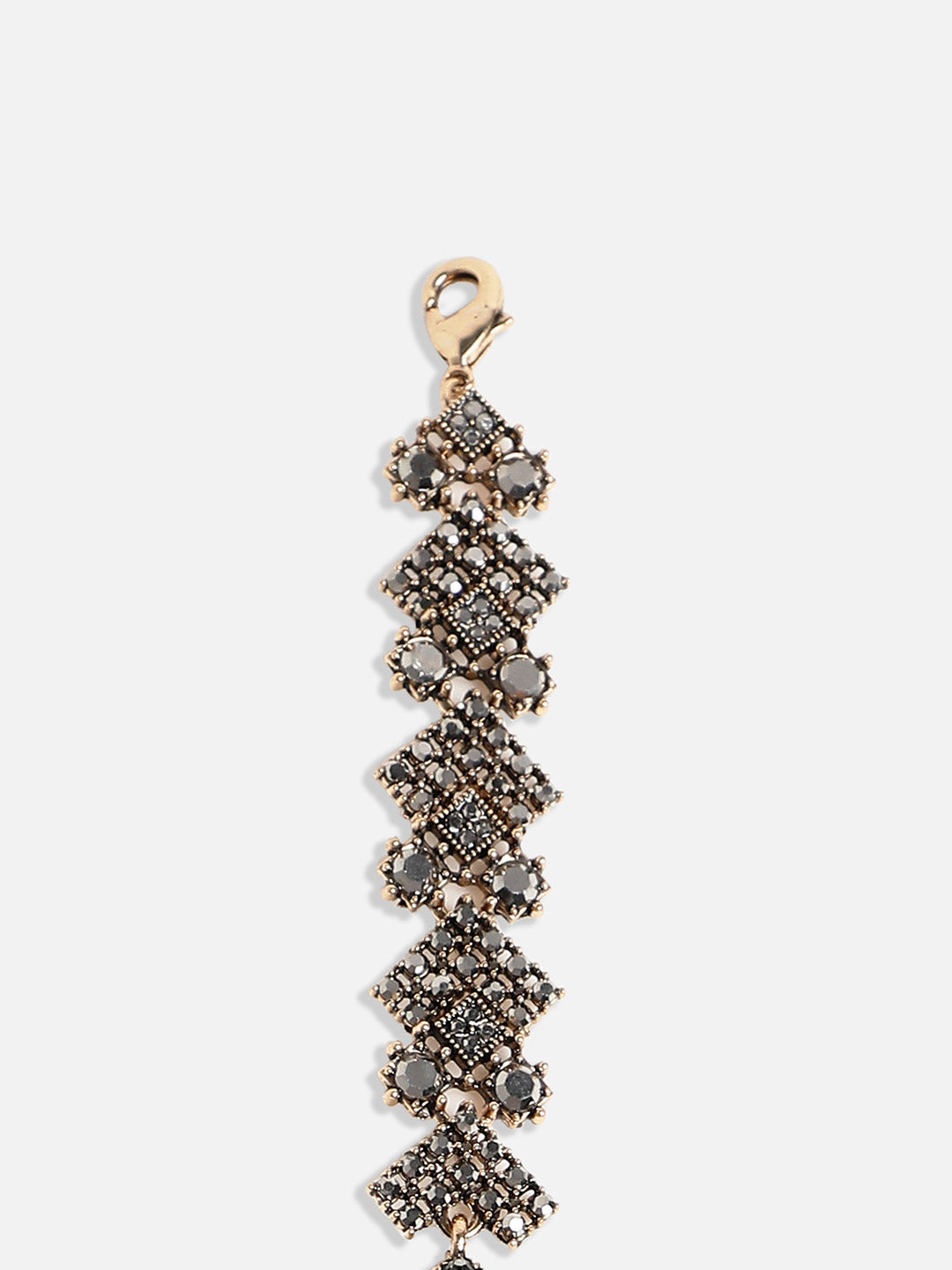 Gold-Plated Crystal Studded Link Bracelet