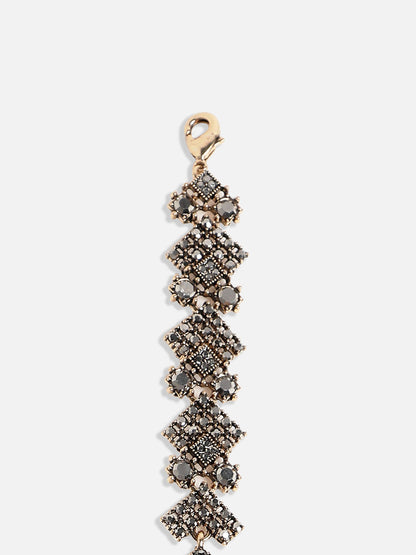 Gold-Plated Crystal Studded Link Bracelet