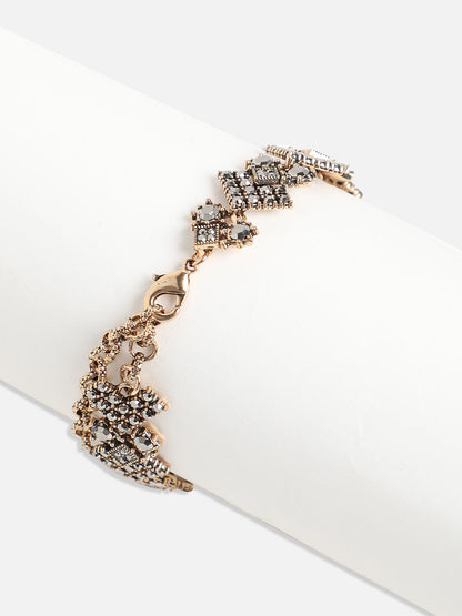 Gold-Plated Crystal Studded Link Bracelet