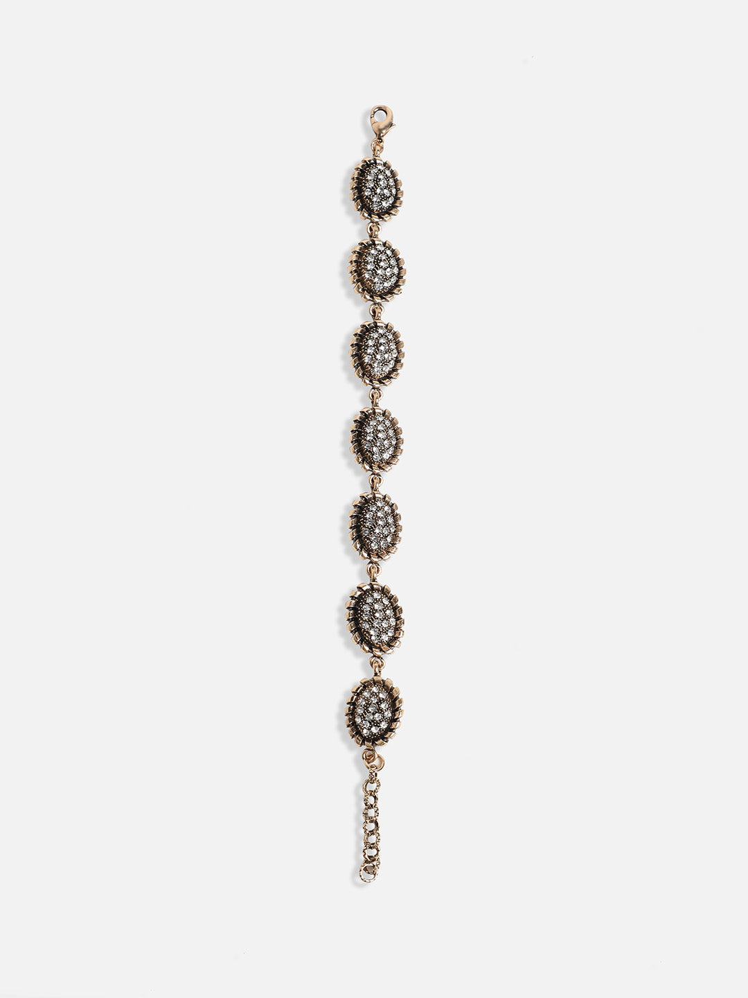 Gold-Plated Crystal Studded Charm Bracelet