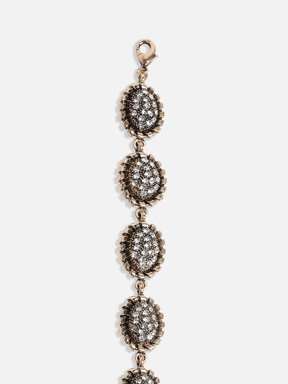 Gold-Plated Crystal Studded Charm Bracelet