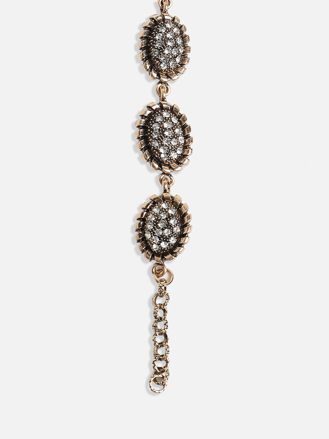 Gold-Plated Crystal Studded Charm Bracelet