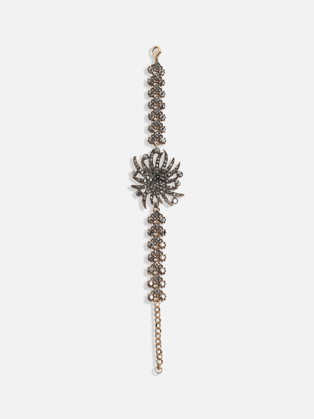 Gold-Plated Crystal Studded Charm Bracelet