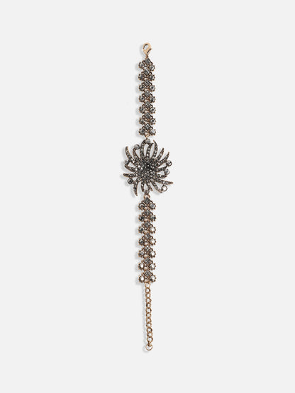 Gold-Plated Crystal Studded Charm Bracelet