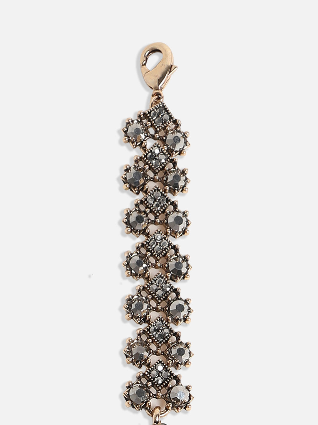 Gold-Plated Crystal Studded Charm Bracelet
