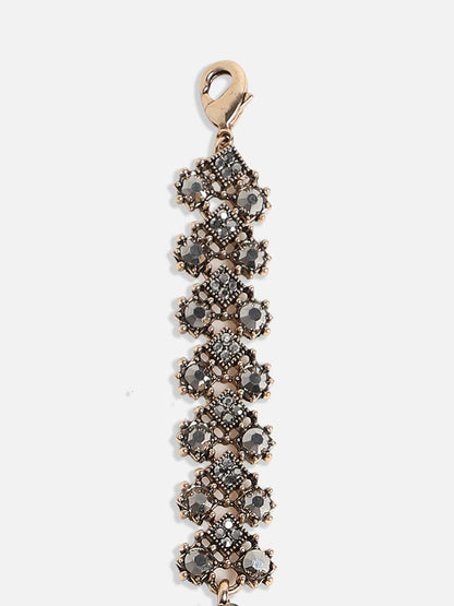 Gold-Plated Crystal Studded Charm Bracelet