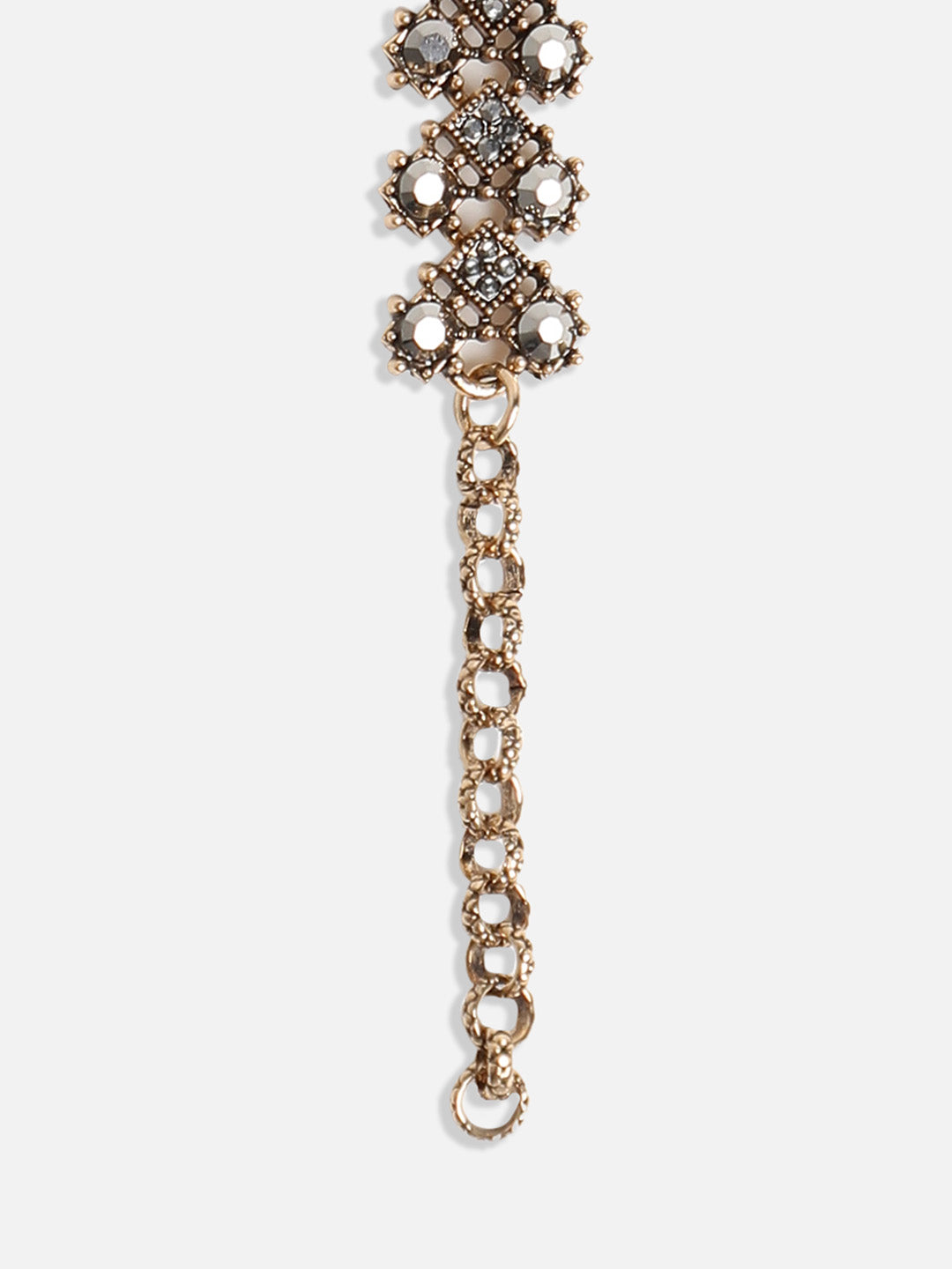 Gold-Plated Crystal Studded Charm Bracelet