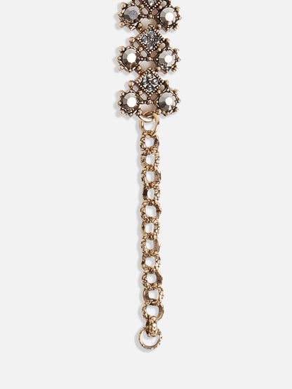 Gold-Plated Crystal Studded Charm Bracelet