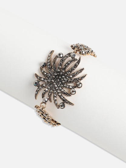 Gold-Plated Crystal Studded Charm Bracelet