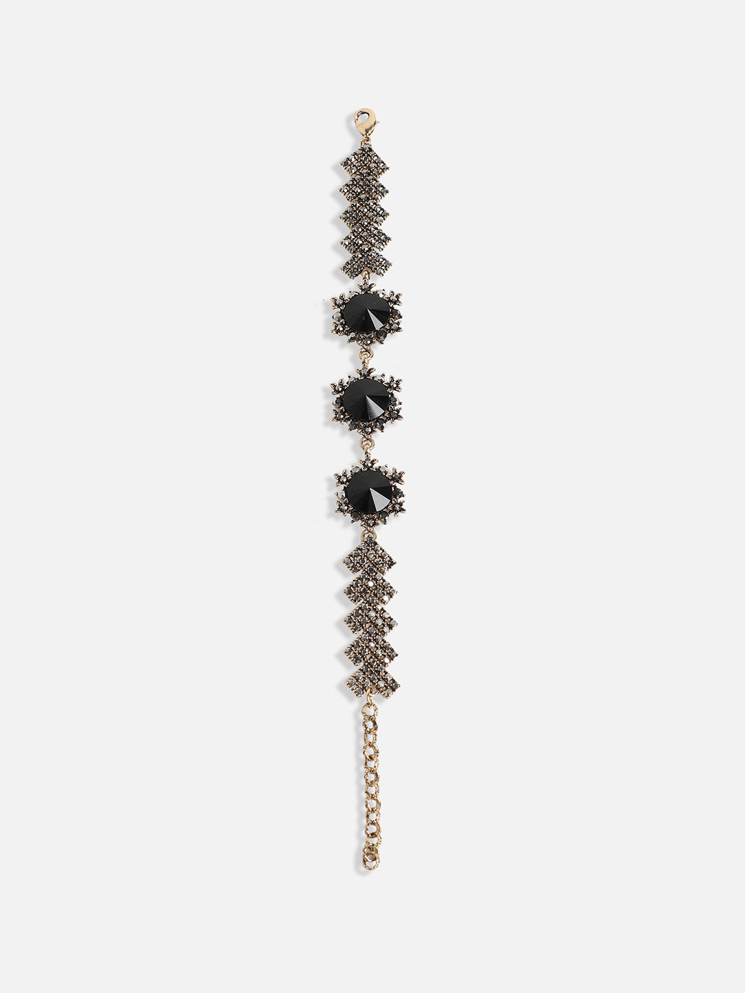 Gold-Plated Crystal Studded Charm Bracelet