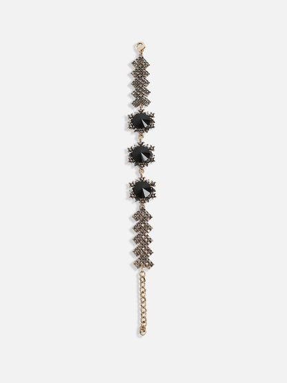 Gold-Plated Crystal Studded Charm Bracelet