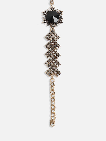Gold-Plated Crystal Studded Charm Bracelet