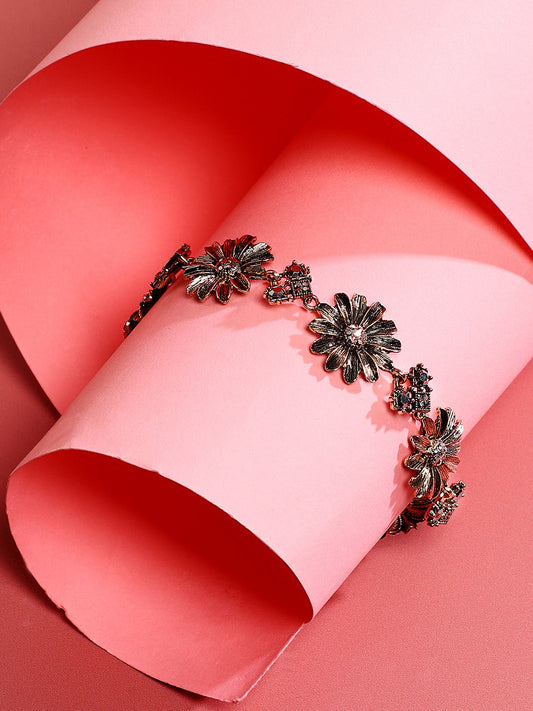 Gold-Plated Stone Studded Charm Bracelet