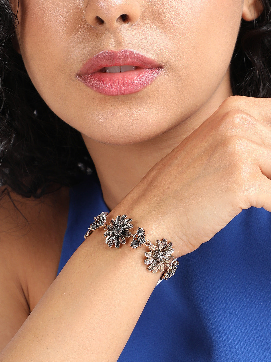 Gold-Plated Stone Studded Charm Bracelet