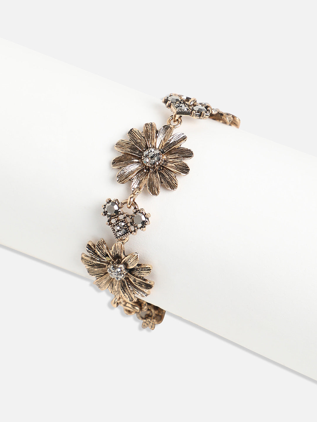 Gold-Plated Stone Studded Charm Bracelet