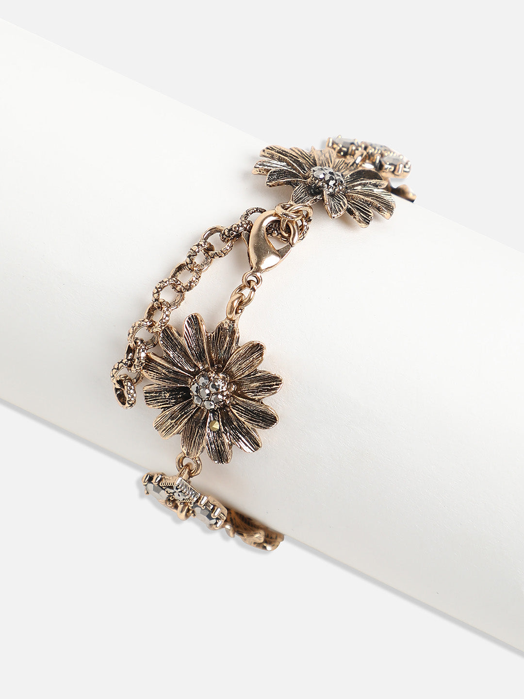 Gold-Plated Stone Studded Charm Bracelet