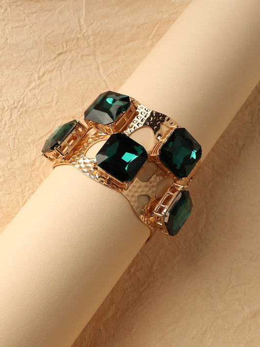 Gold-Plated Artificial Stones Bracelet