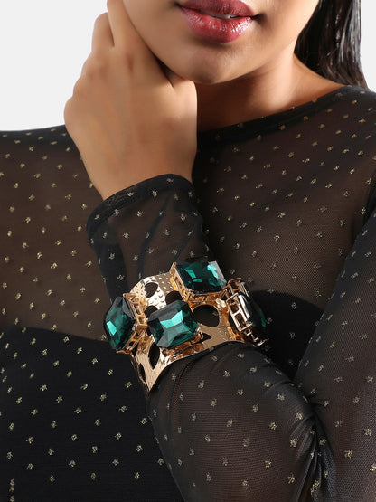 Gold-Plated Artificial Stones Bracelet