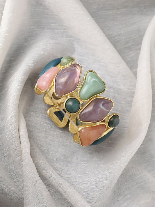 Gold-Plated Artificial Stones Studded Kada Bracelet