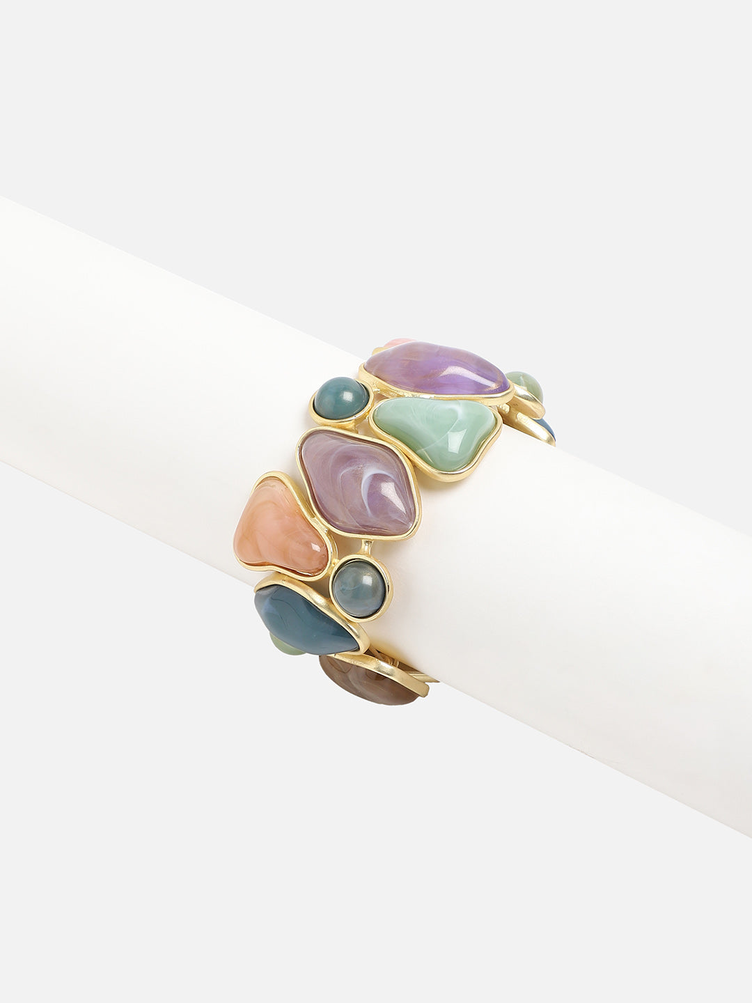 Gold-Plated Artificial Stones Studded Kada Bracelet