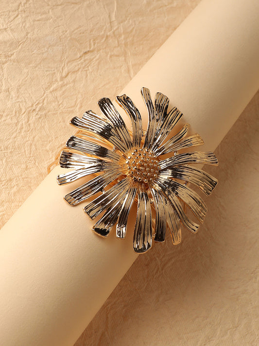 Gold-Plated Sunflower Statement Cuff Bracelet