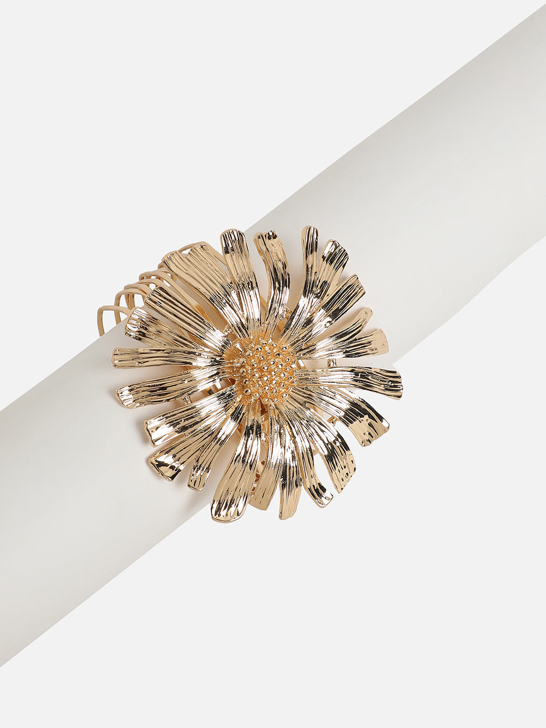Gold-Plated Sunflower Statement Cuff Bracelet