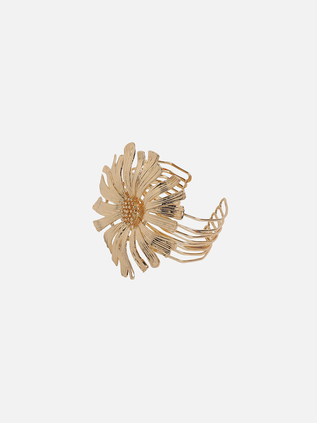 Gold-Plated Sunflower Statement Cuff Bracelet