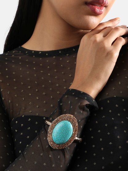 Gold Plated Stone Studded Bangle Style Bracelet