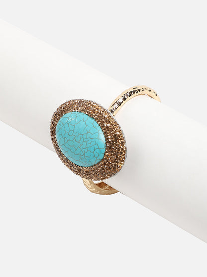 Gold Plated Stone Studded Bangle Style Bracelet