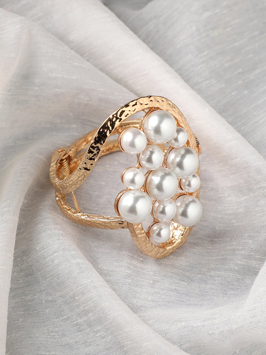 Silver-Plated Pearls Beaded Opulent Odesse Wraparound Bracelet