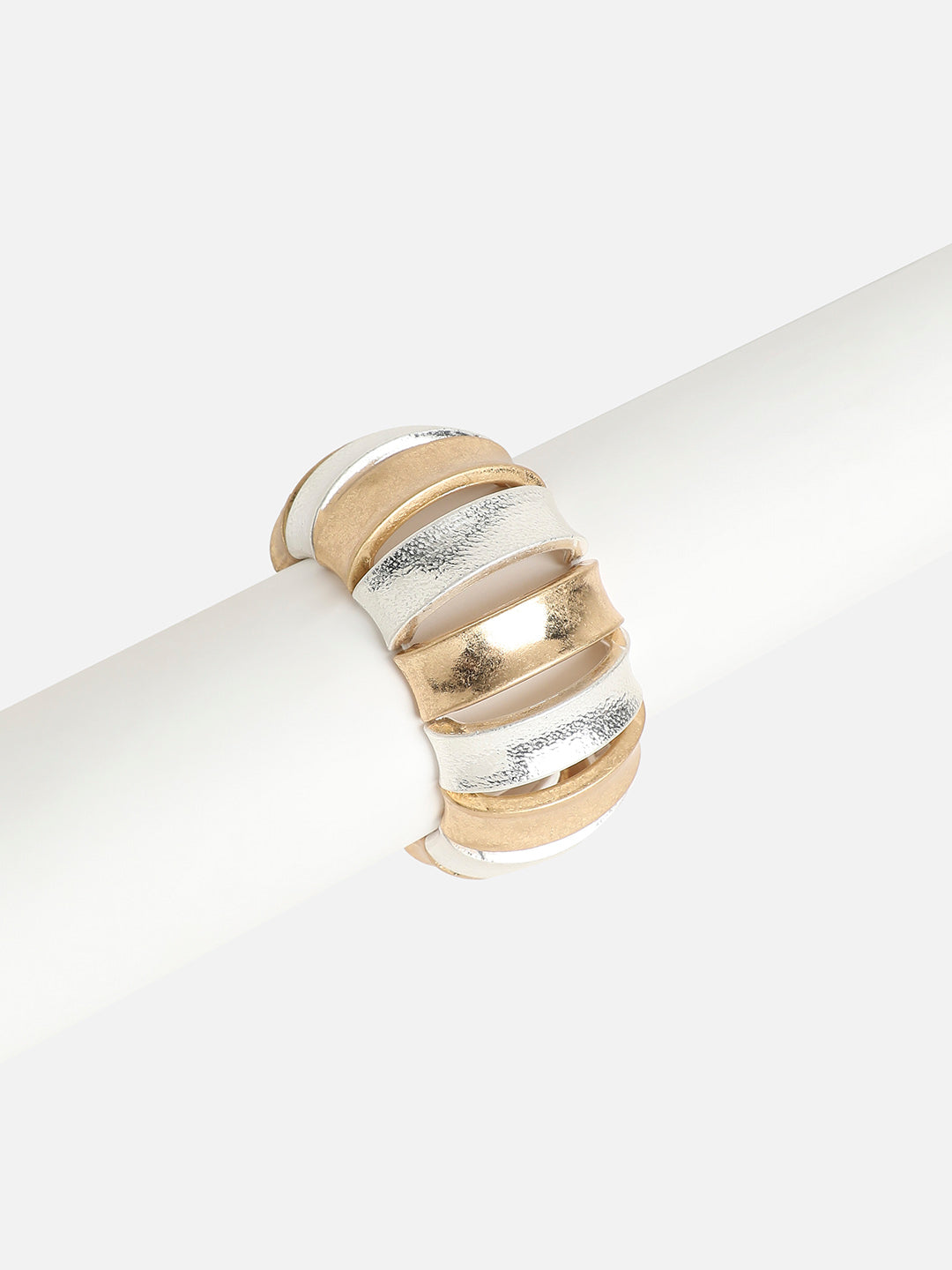 Gold-Plated Contrast Curve Cuff Bracelet