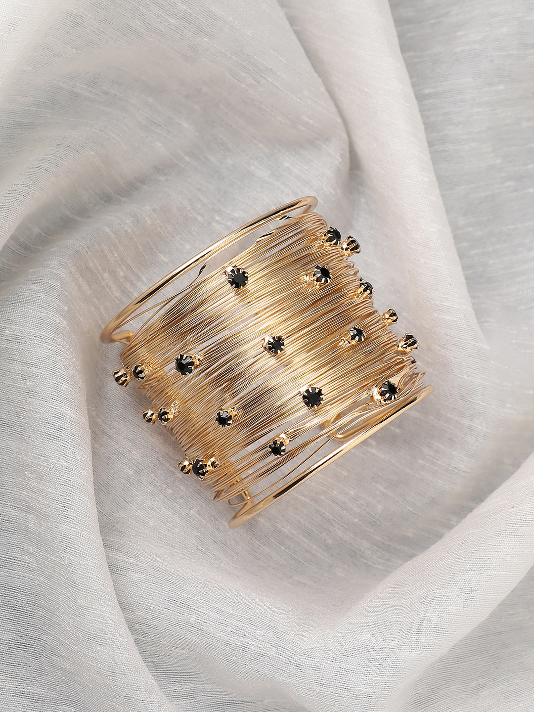 Gold-Plated Artificial Stones Studded Kada Bracelet