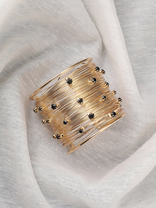 Gold-Plated Artificial Stones Studded Kada Bracelet