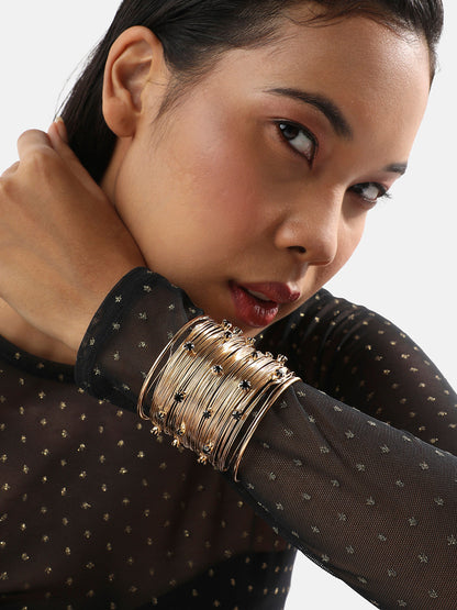 Gold-Plated Artificial Stones Studded Kada Bracelet