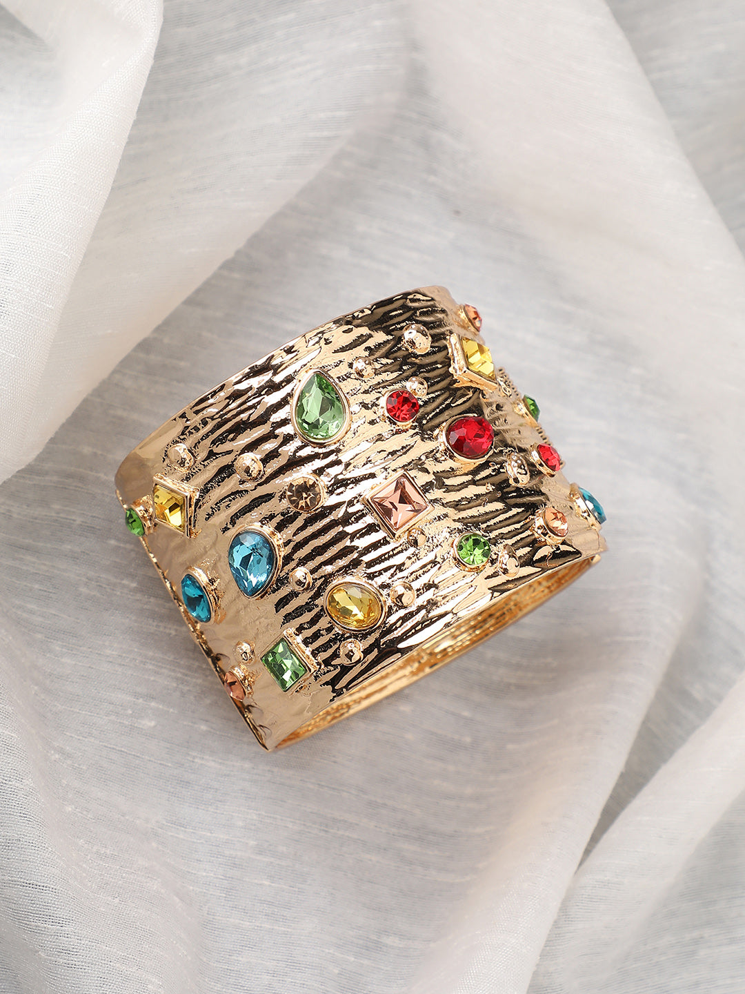 Gold-Plated Artificial Stones Studded Kada Bracelet