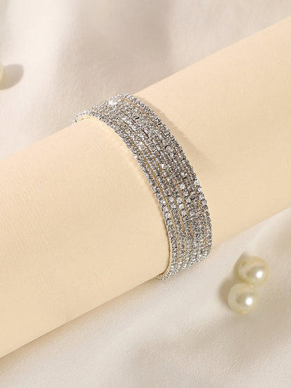The Bling Multi-Layer Bracelet - Metallic Silver-SOHIBR8810