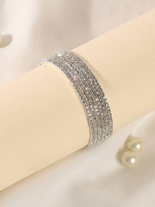 The Bling Multi-Layer Bracelet - Metallic Silver-SOHIBR8810