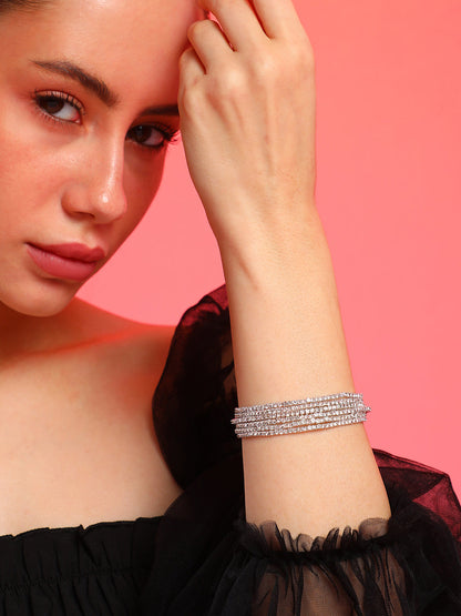 The Bling Multi-Layer Bracelet - Metallic Silver-SOHIBR8810