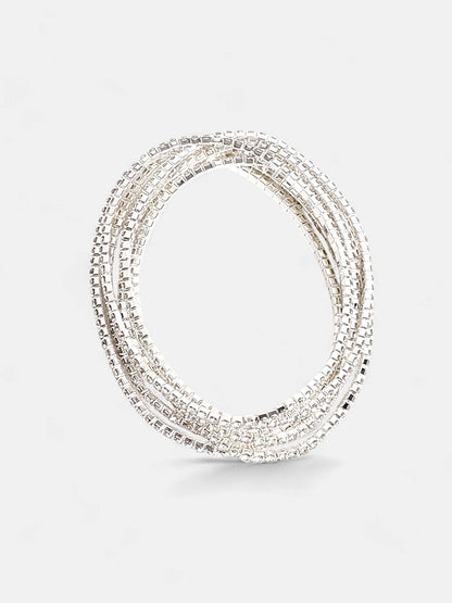 The Bling Multi-Layer Bracelet - Metallic Silver-SOHIBR8810