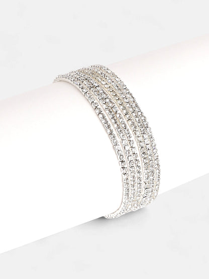 The Bling Multi-Layer Bracelet - Metallic Silver-SOHIBR8810