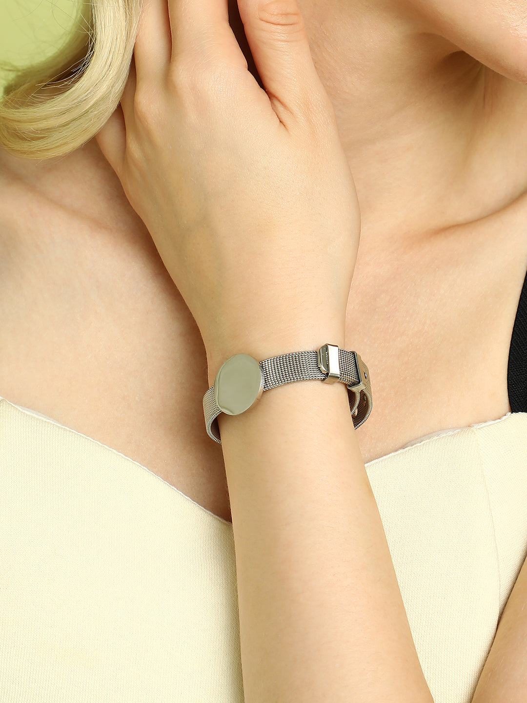The Montre Statement Bracelet - Metallic Silver-SOHIBR8811