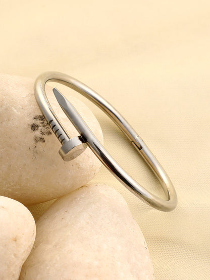 The Screw Bangle Bracelet - Metallic Silver-SOHIBR8812