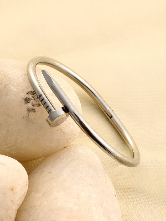 The Screw Bangle Bracelet - Metallic Silver-SOHIBR8812