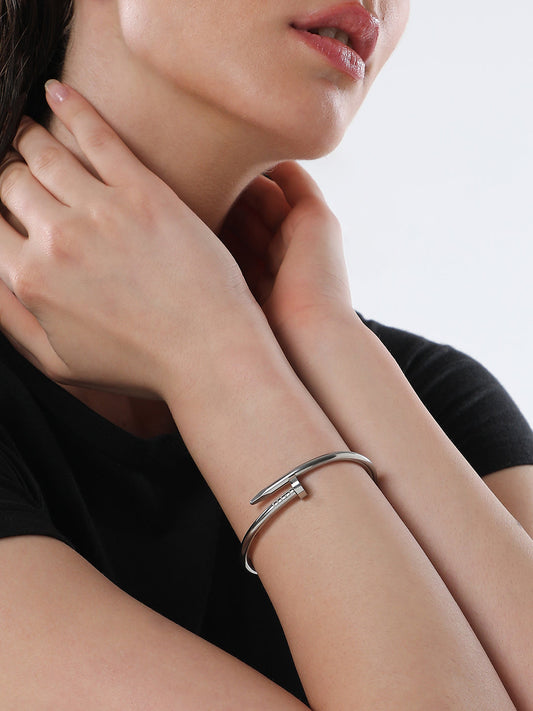 The Screw Bangle Bracelet - Metallic Silver-SOHIBR8812