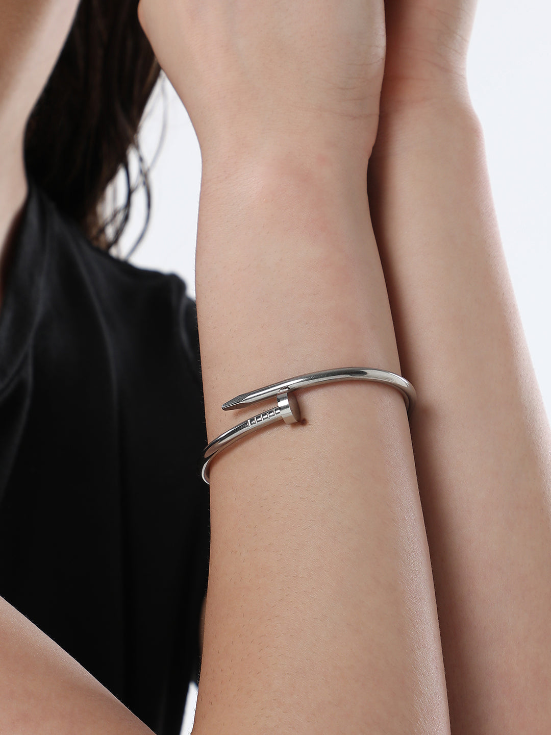 The Screw Bangle Bracelet - Metallic Silver-SOHIBR8812