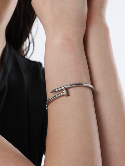 The Screw Bangle Bracelet - Metallic Silver-SOHIBR8812