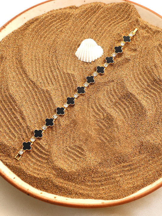 The Small Clover Tennis Bracelet - Onyx Black-SOHIBR8818