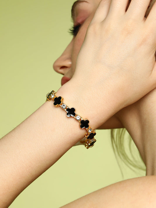 The Small Clover Tennis Bracelet - Onyx Black-SOHIBR8818