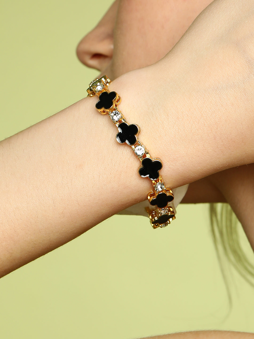The Small Clover Tennis Bracelet - Onyx Black-SOHIBR8818