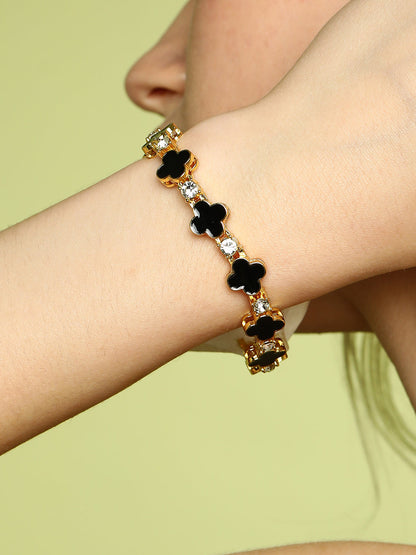 The Small Clover Tennis Bracelet - Onyx Black-SOHIBR8818